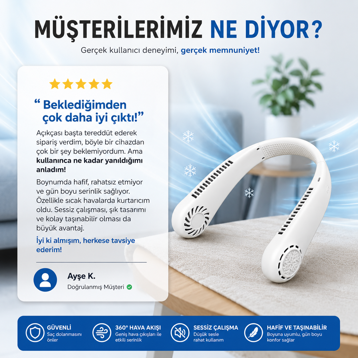 Novaold® Taşınabilir Boyun Fanı