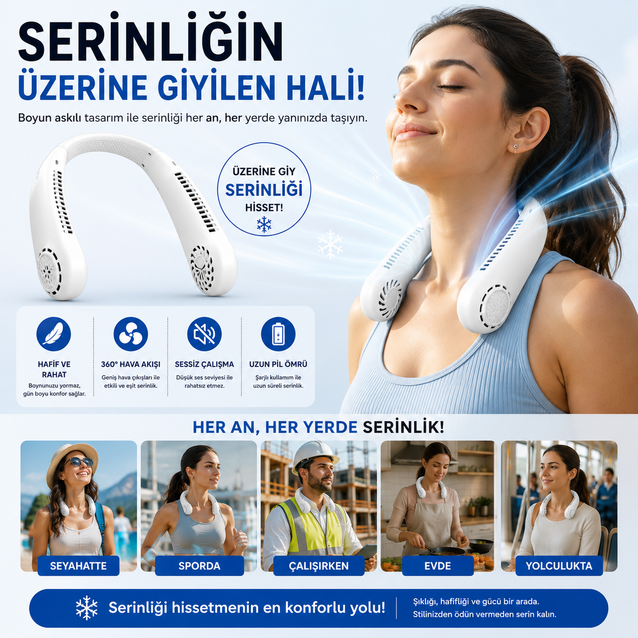 Novaold® Taşınabilir Boyun Fanı