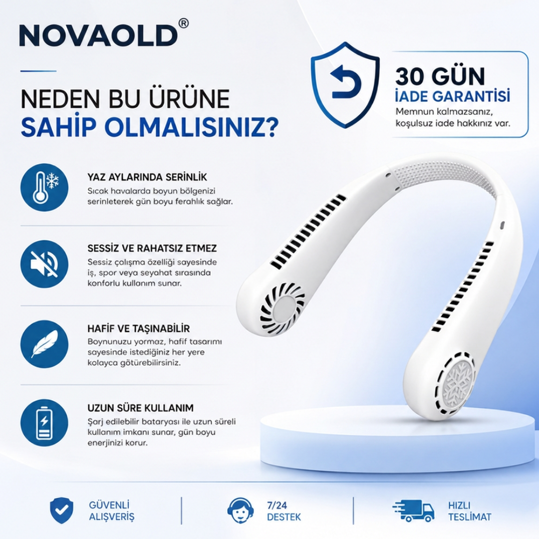 Novaold® Taşınabilir Boyun Fanı