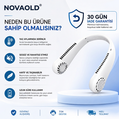 Novaold® Taşınabilir Boyun Fanı